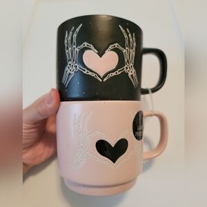 NWT Pink & Black Halloween Cobwebs & Cauldrons Mugs, 2 Pcs